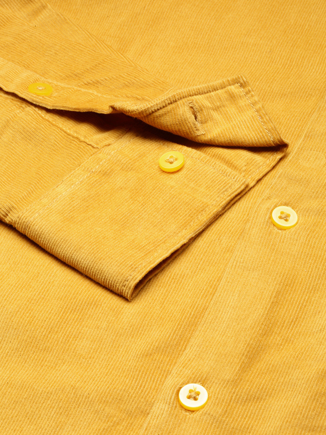Relaxed Fit Yellow Appliqued Corduroy Shirt