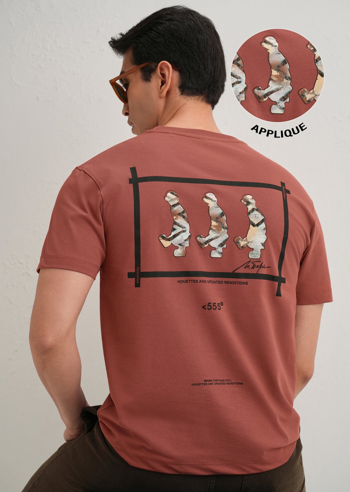 Brick Red Artistic Silhouette Back Print T- Shirt