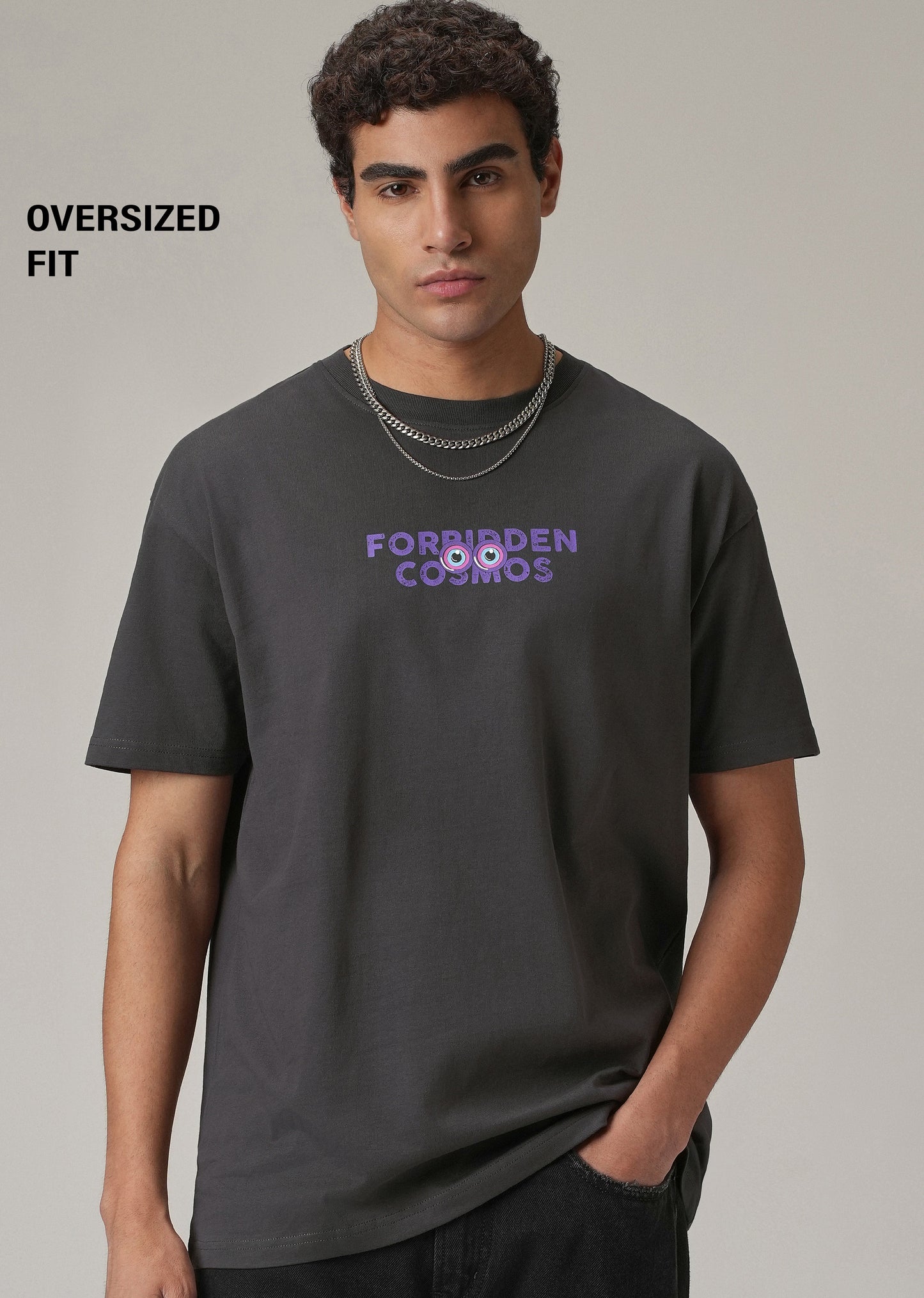 Grey Back Printed Oversized T-Shirt