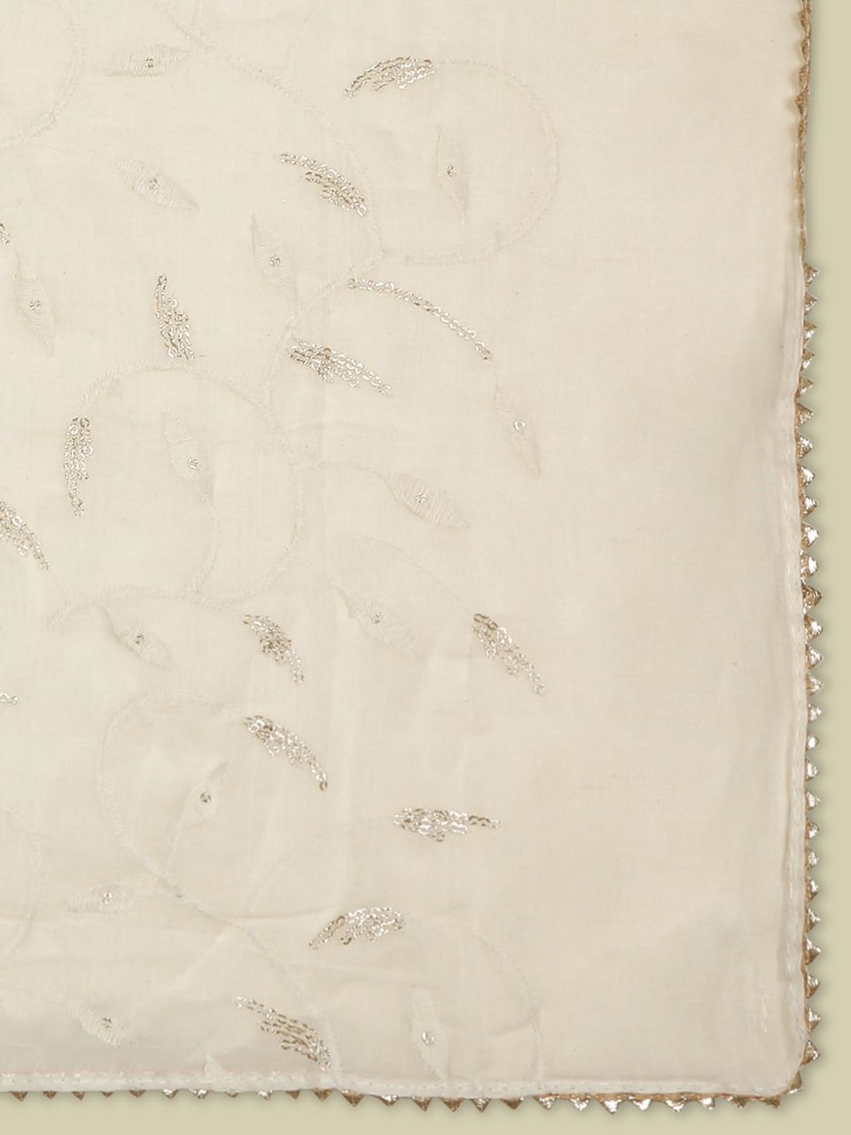 Off White Pure Cotton Dupatta All Over floral embroidery