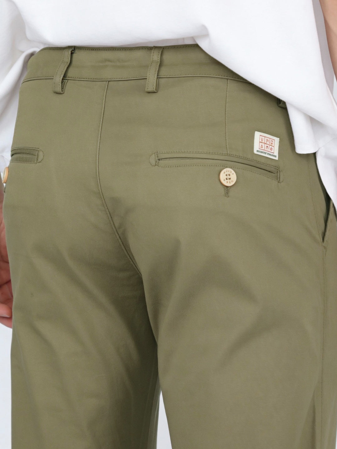 Men's Light Olive Straight Fit Mid Rise Cotton Casual Chinos Trousers Stretch