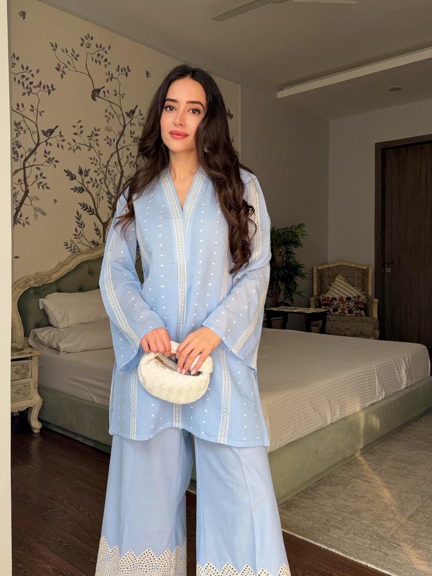 Summer Blue Cutwork Coord Set