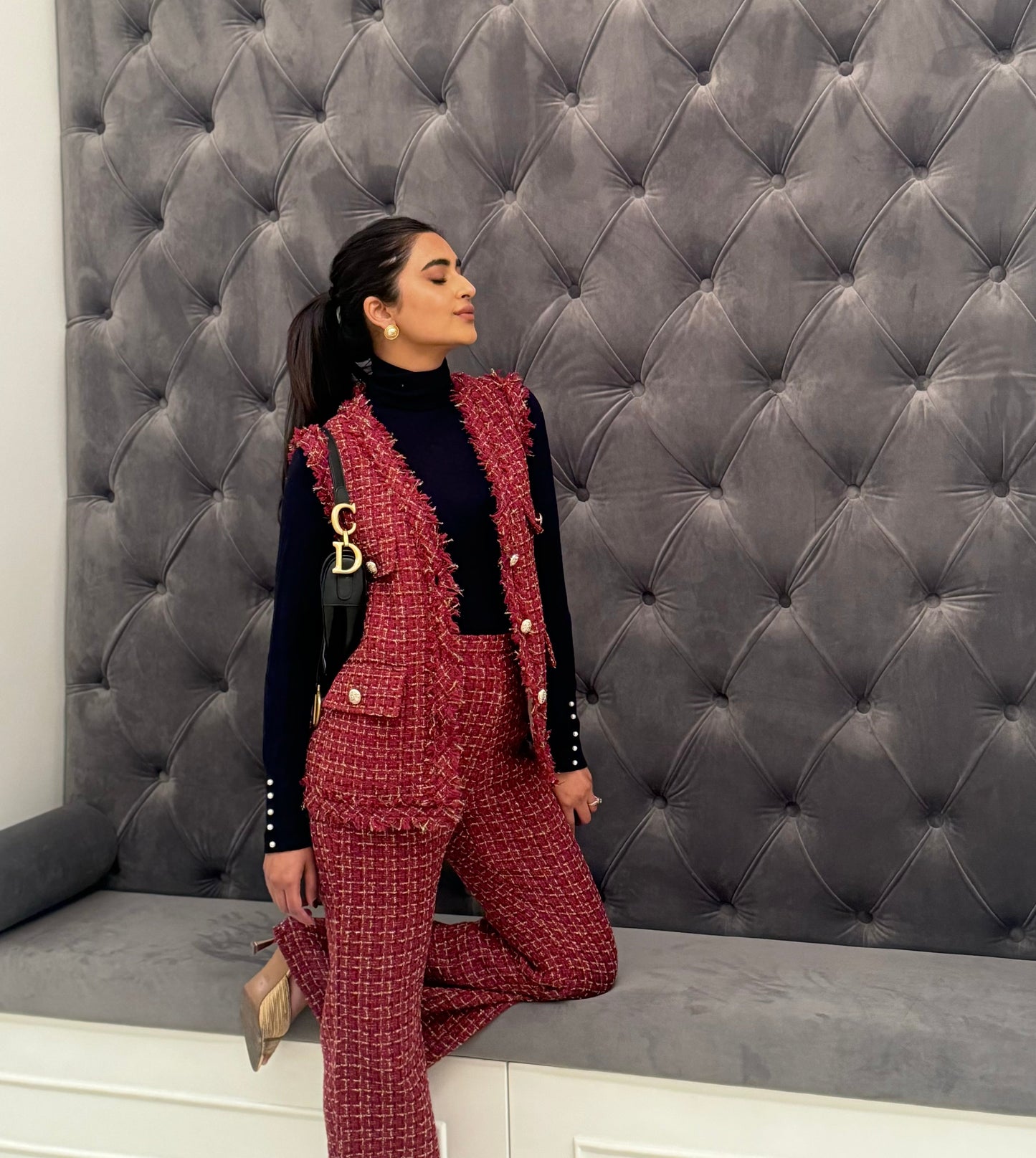 Maroon Tweed Coord Set