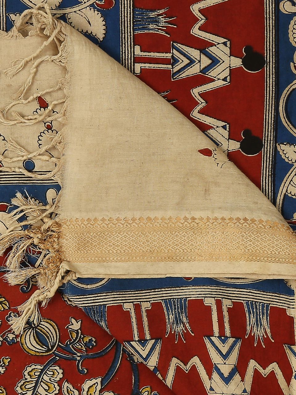 Kalamkari Mangalgiri Maroon & Beige Cotton Dupatta