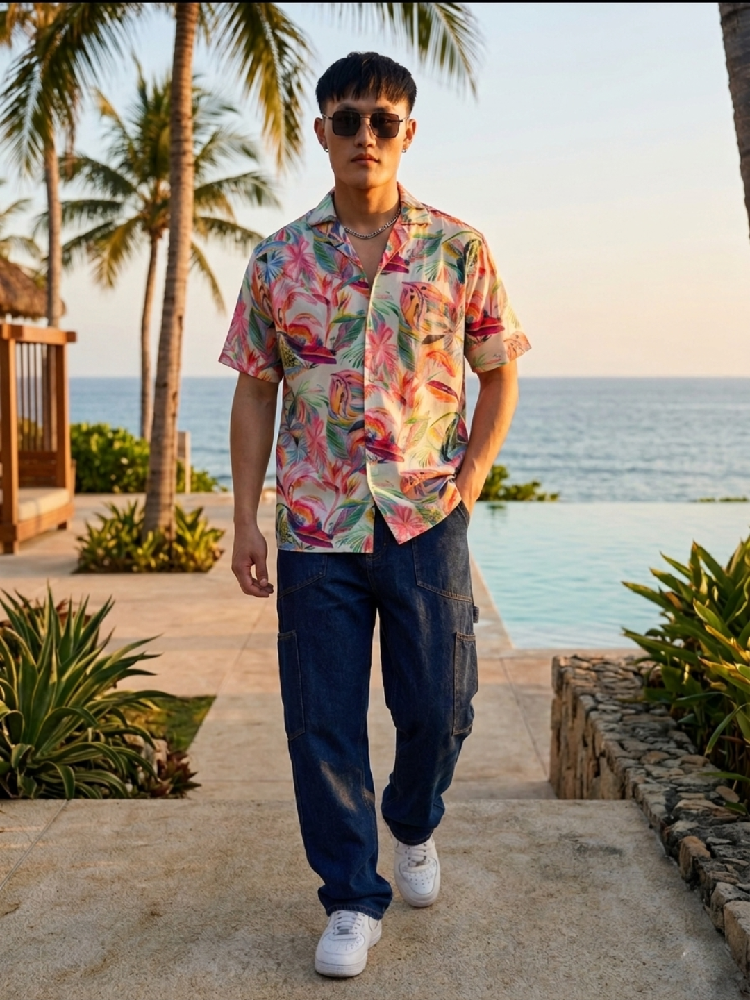Abstract MCLR Print Cuban Collar Oversized Resort Shirt