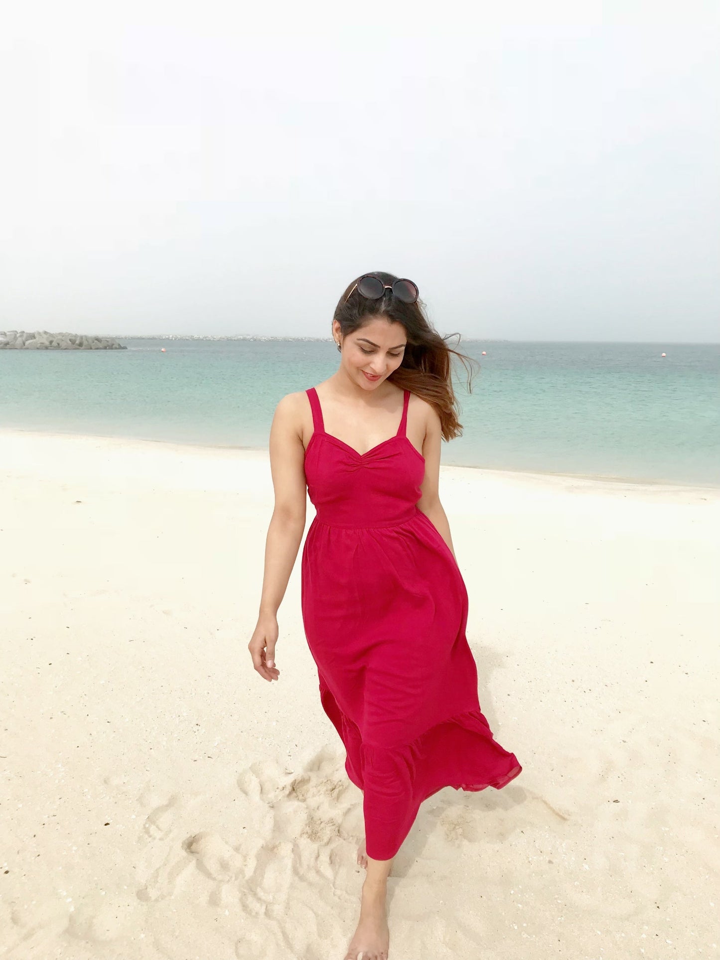 Fuchsia Red Tie Up Back Dress