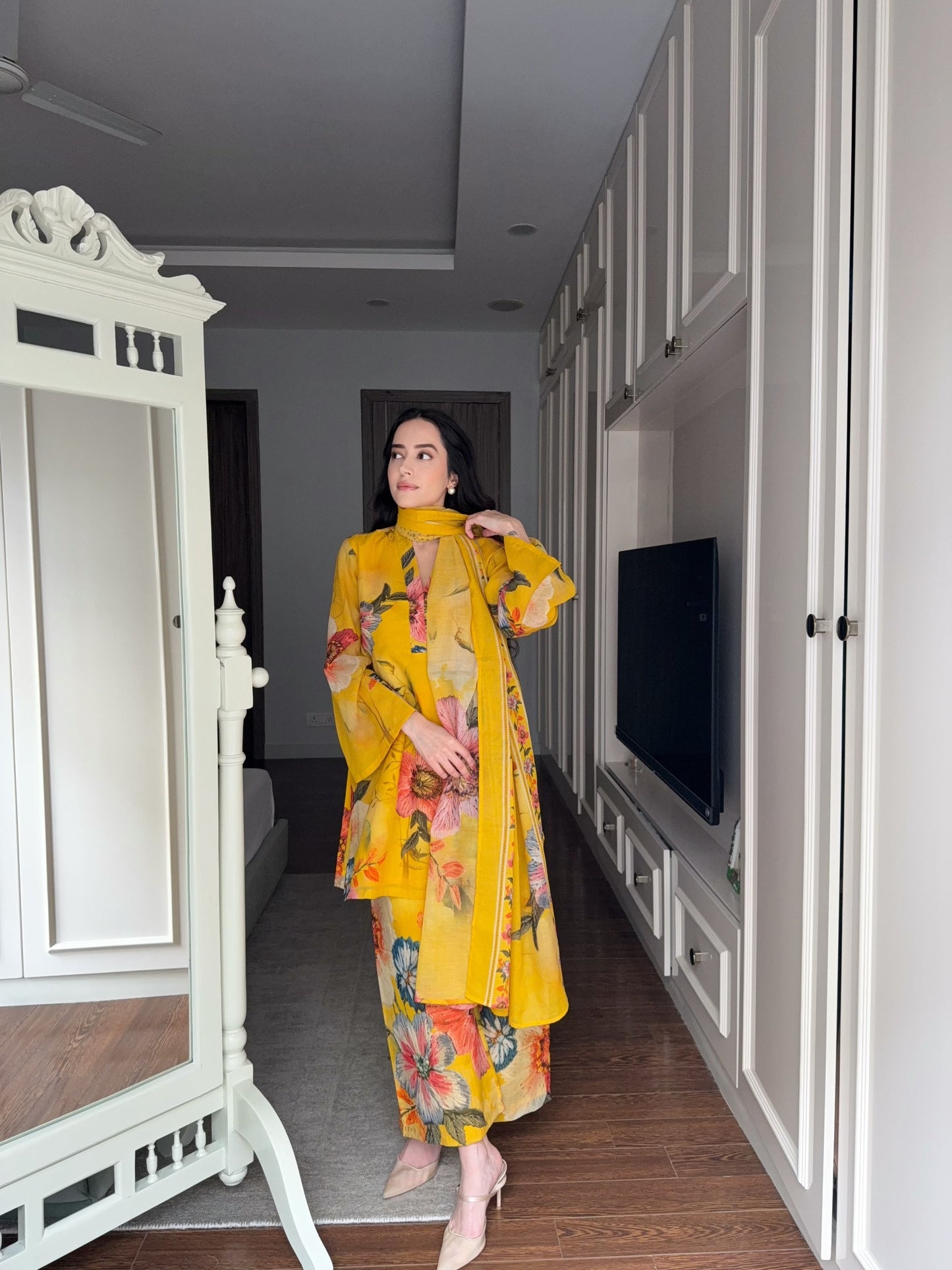 Floral Mustard Suit Set