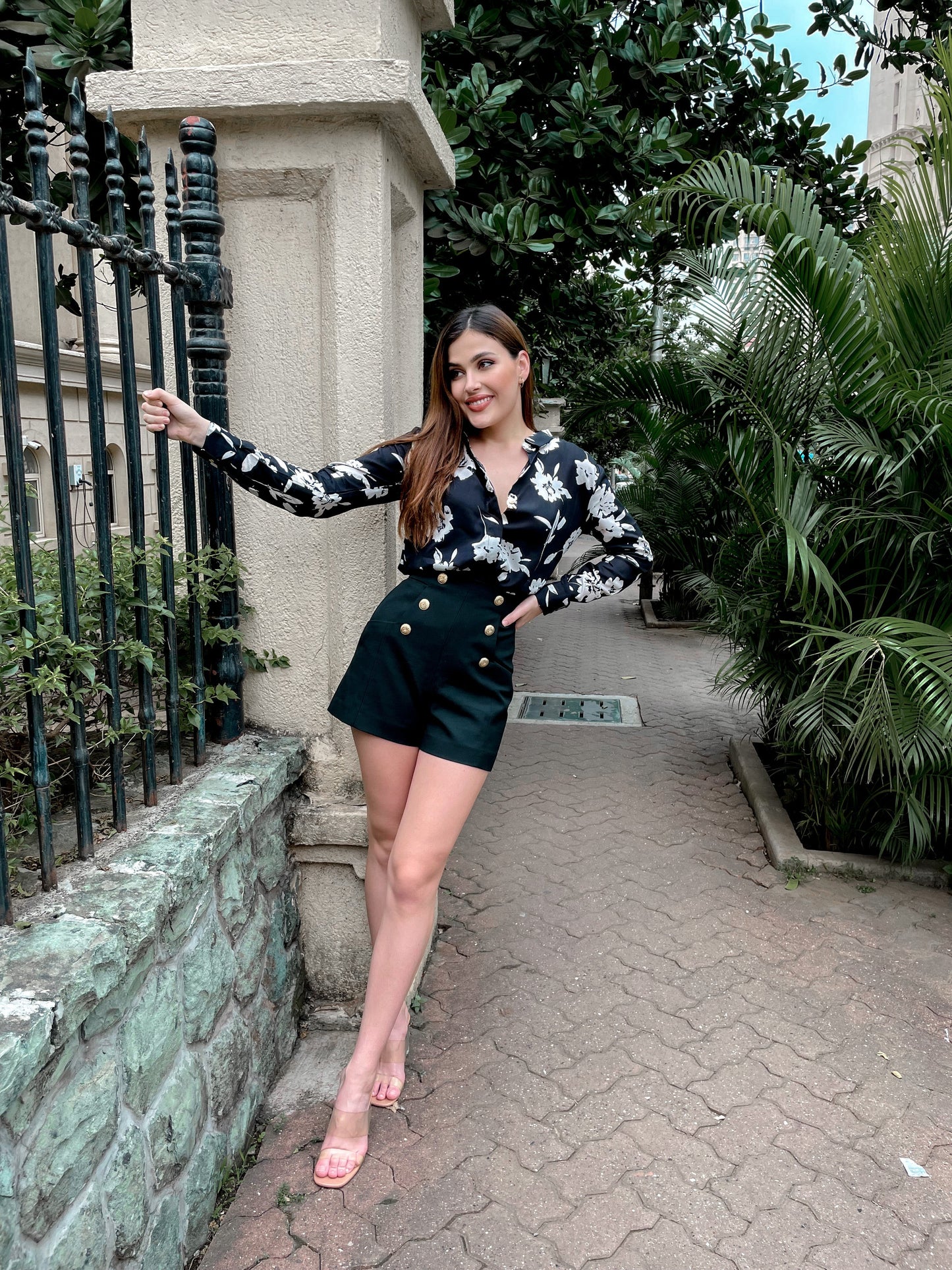 Black Floral Printed Shirt