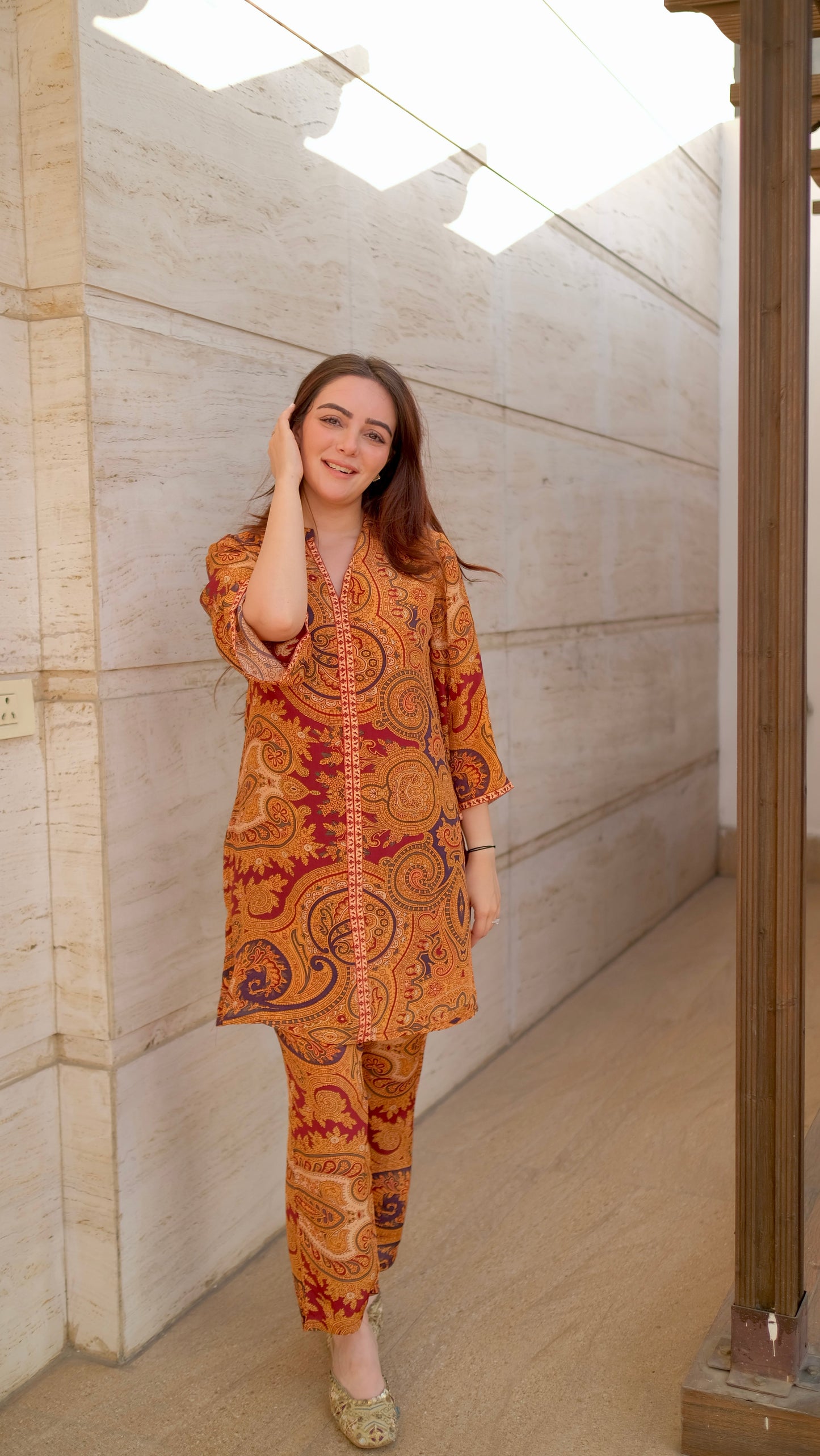 Paisley Printed Crepe Coord Set