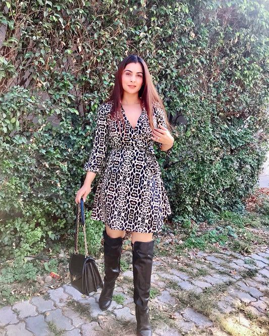 Leopard Print Wrap Dress