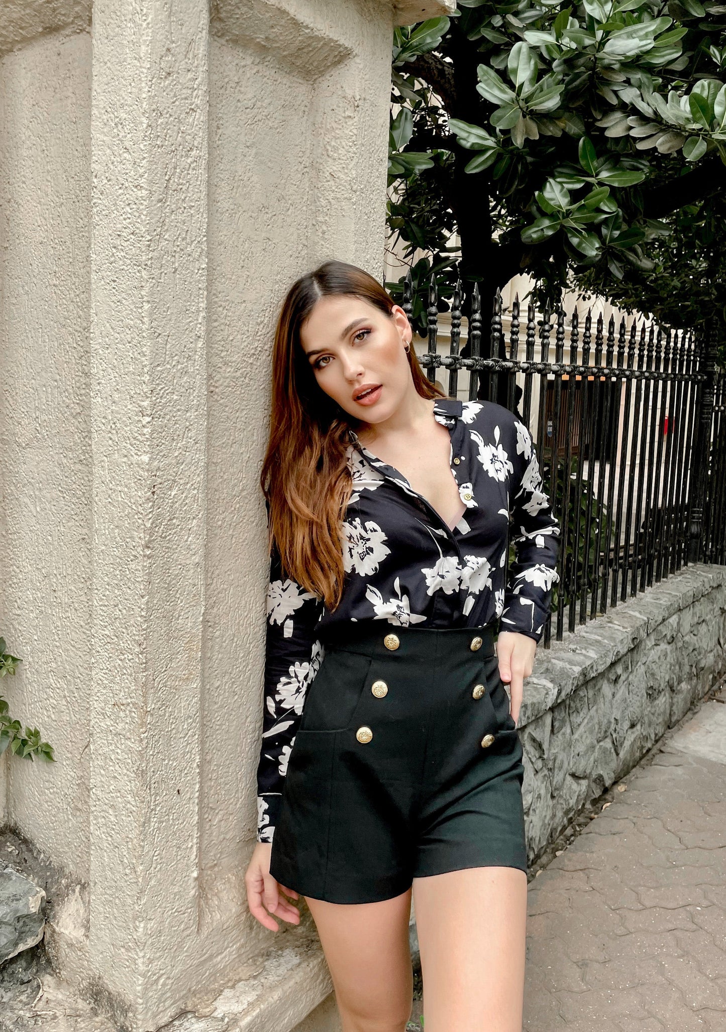 Black Floral Printed Shirt