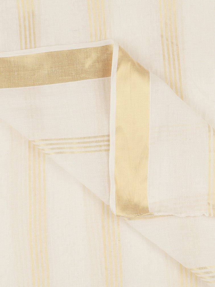 Cream Cotton Dupatta with Zari Stripes