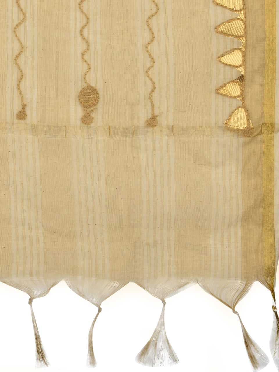 Beige Cotton Dupatta with Gotta Patti Work.