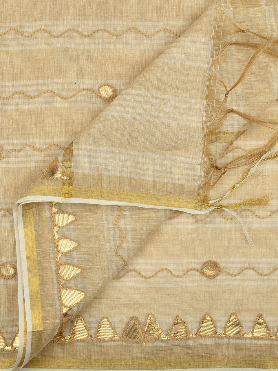 Beige Cotton Dupatta with Gotta Patti Work.