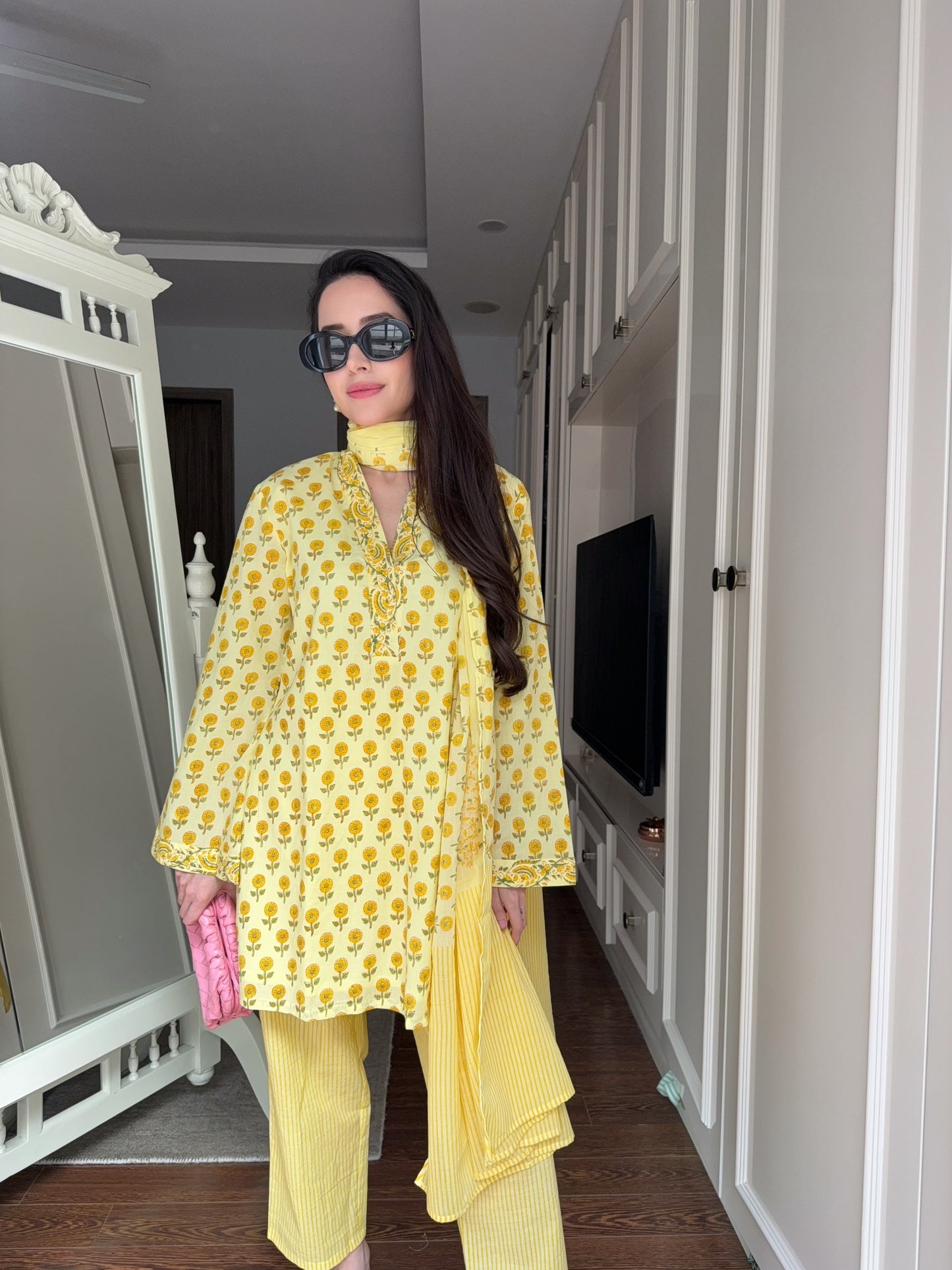 Yellow Block Suit Set