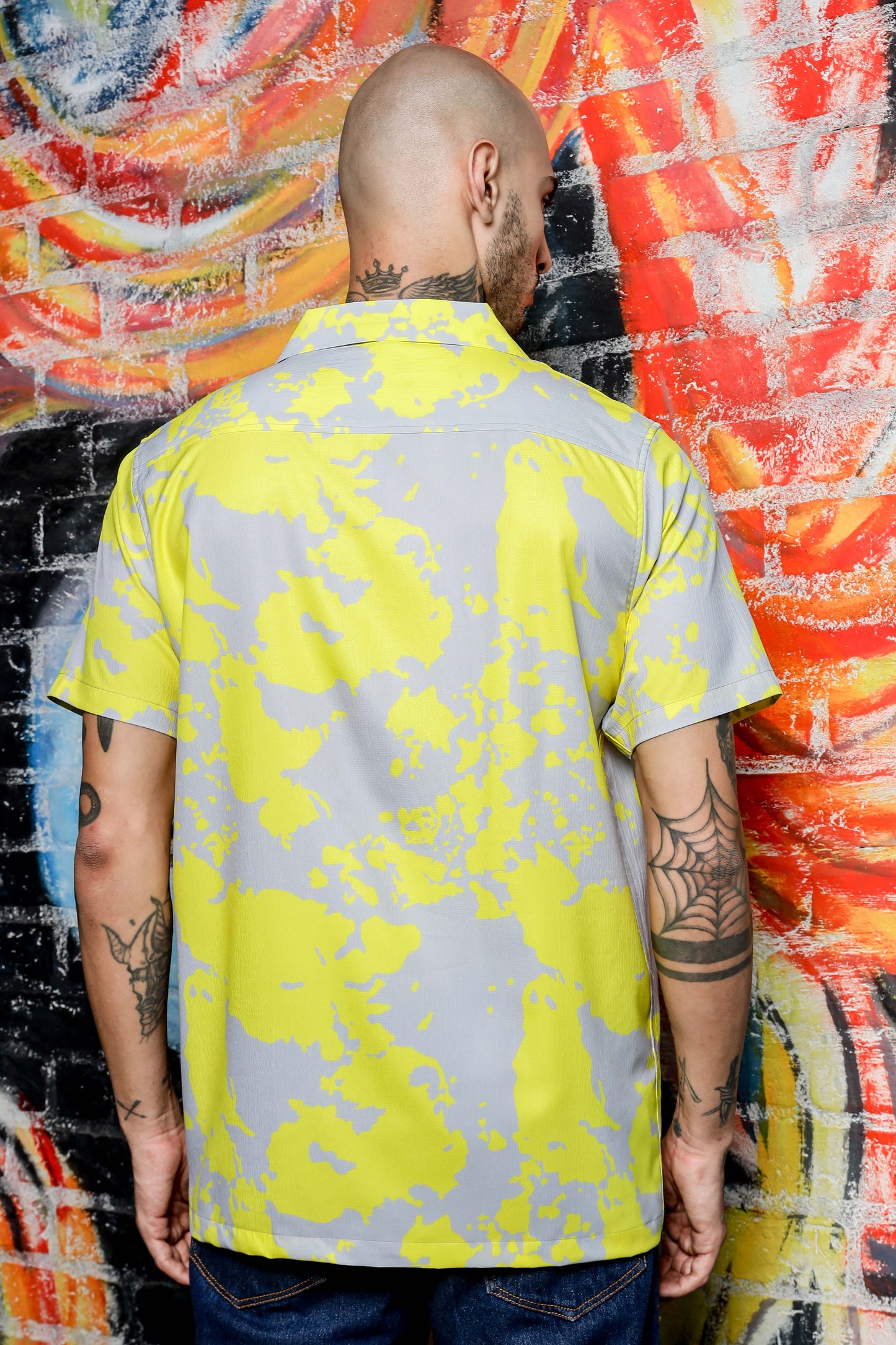 Unisex Oversized Fit Cuban Collar Abstract Printed Casual Shirt