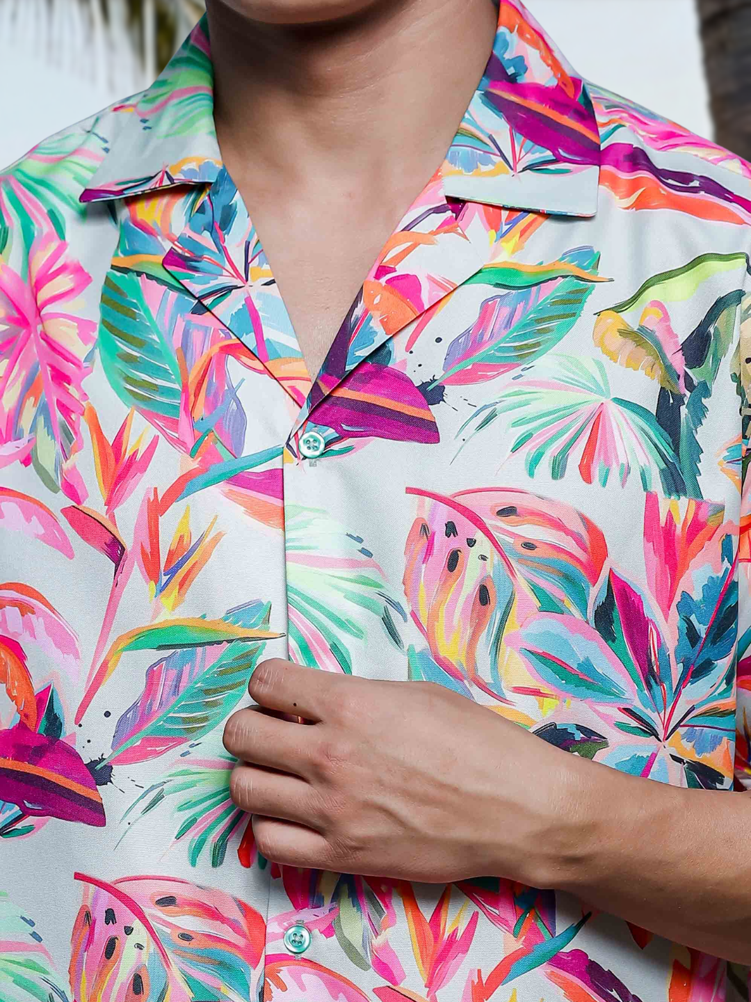 Abstract MCLR Print Cuban Collar Oversized Resort Shirt