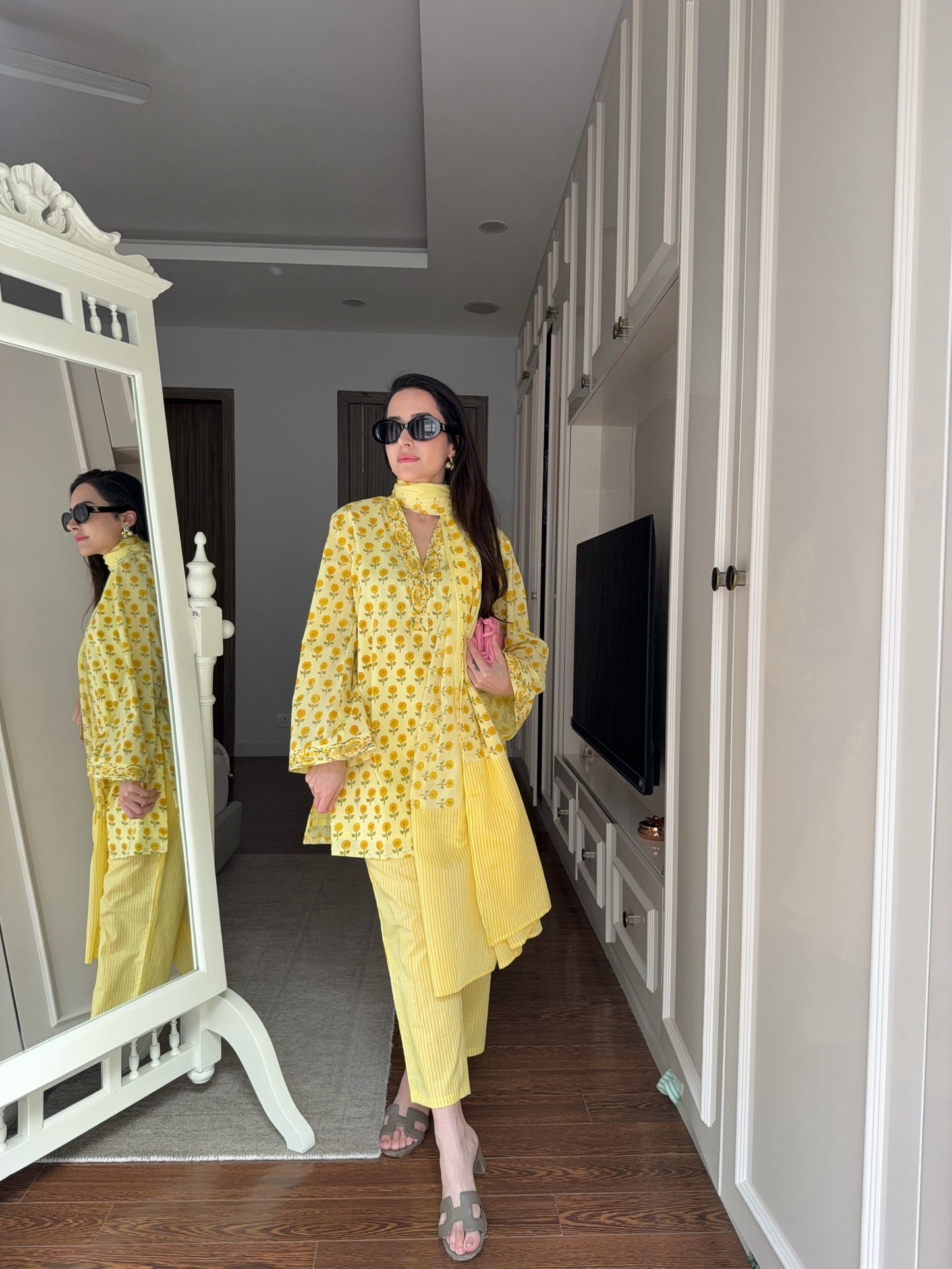 Yellow Block Suit Set