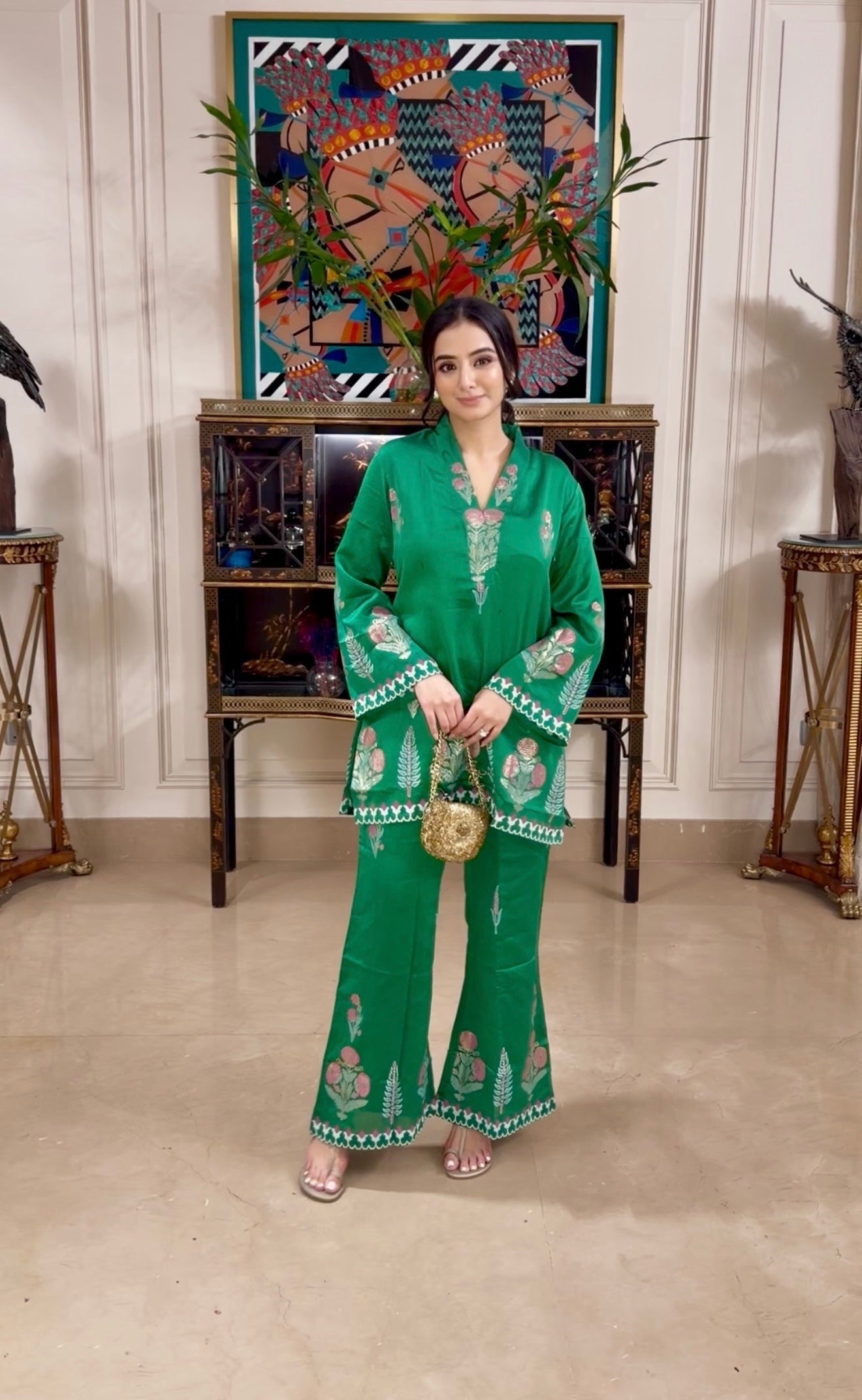 Soft Green Block Print Chanderi Coord Set
