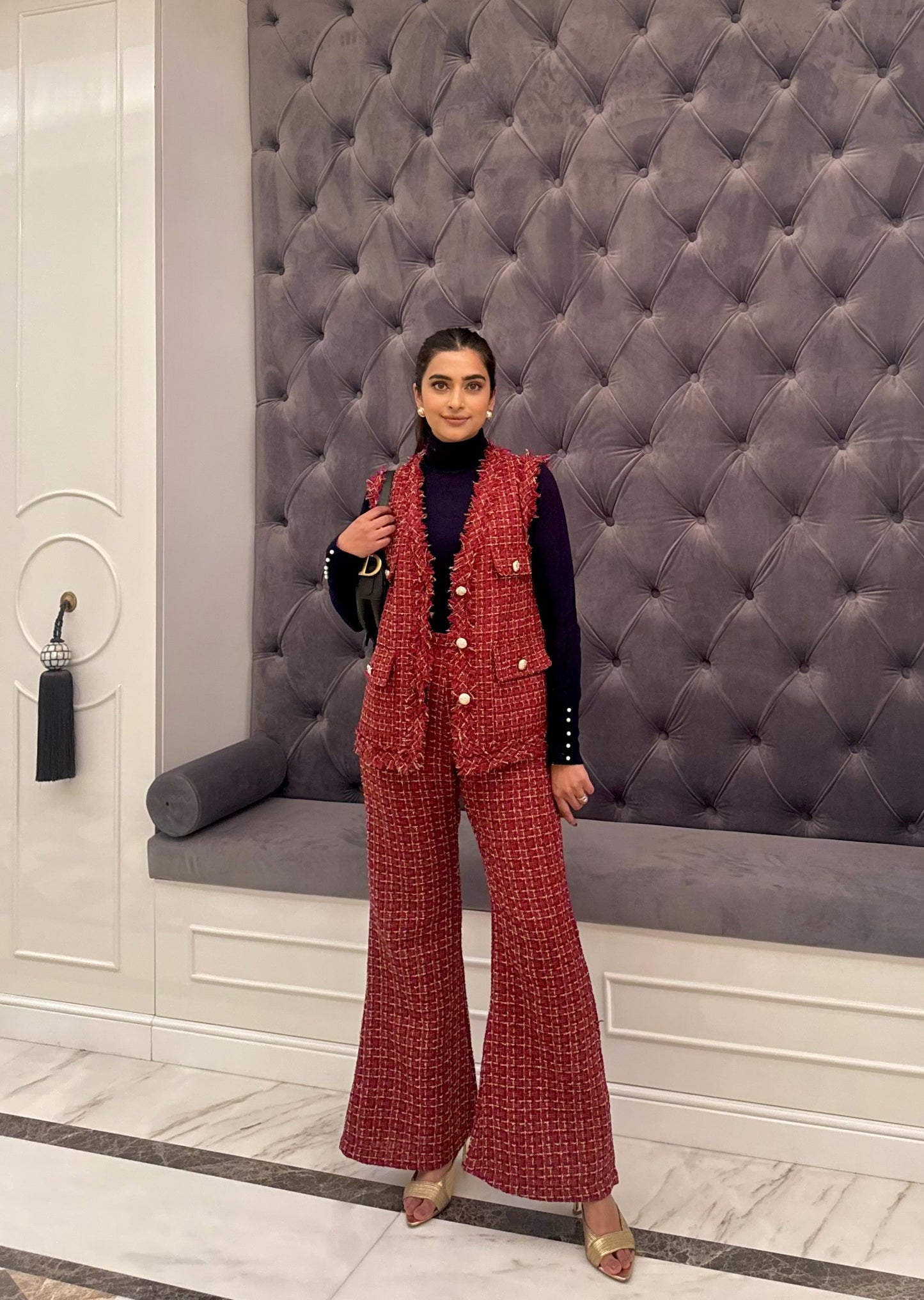Maroon Tweed Coord Set