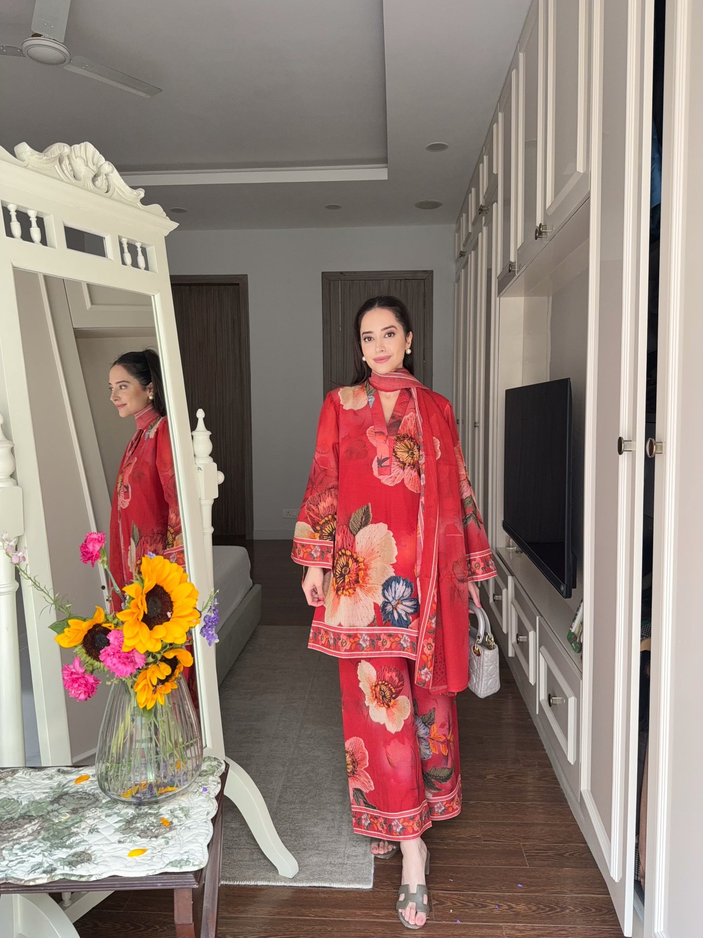 Coral Red Suit Set