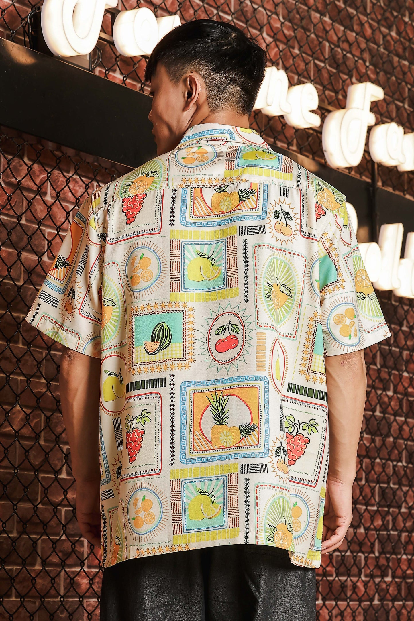 Beige Quirk Tropical Printed  Classic Relaxed Fit Resort Shirt