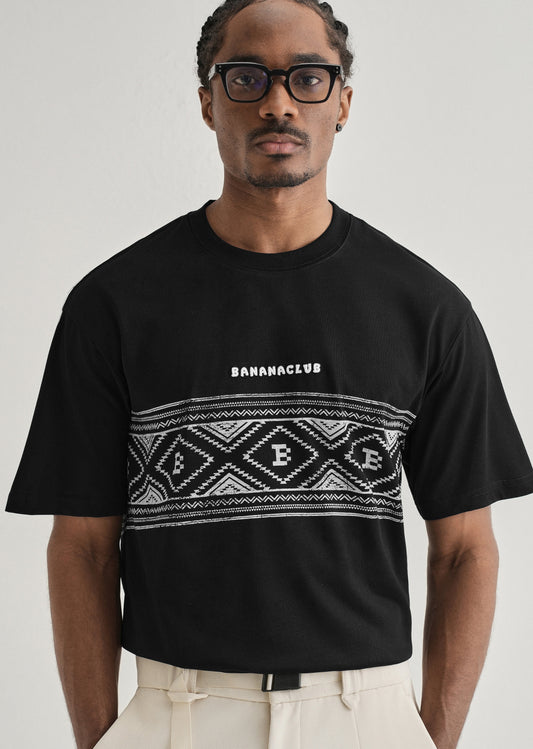 Black Aztec Printed Oversized T-shirt