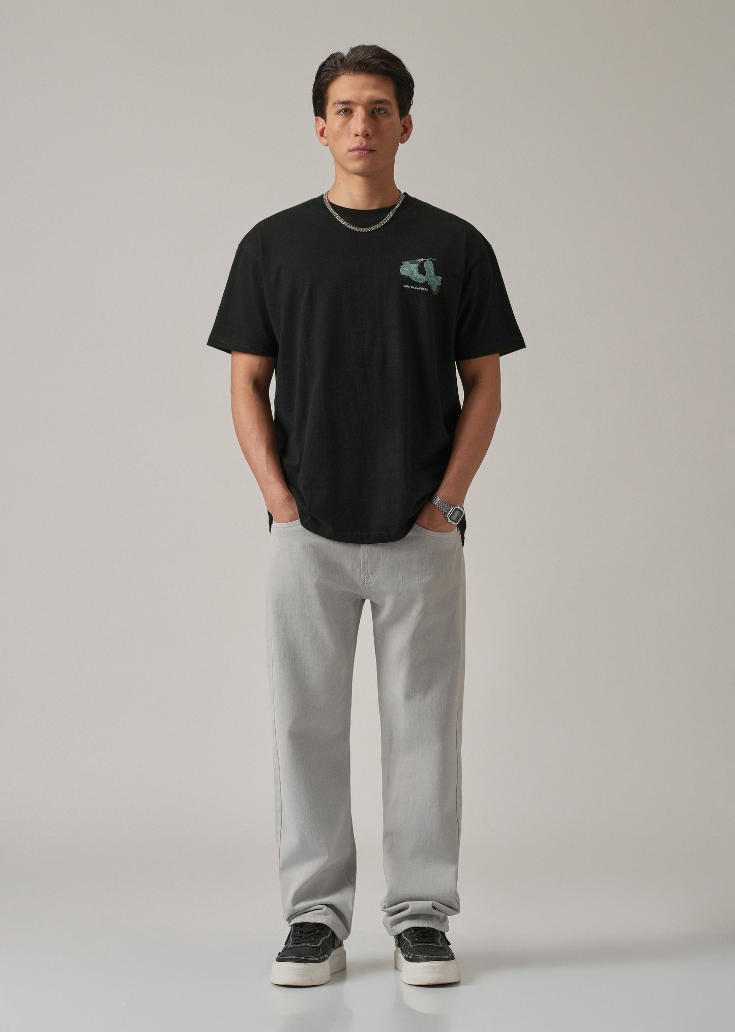 Black Back Print Oversized T-shirt