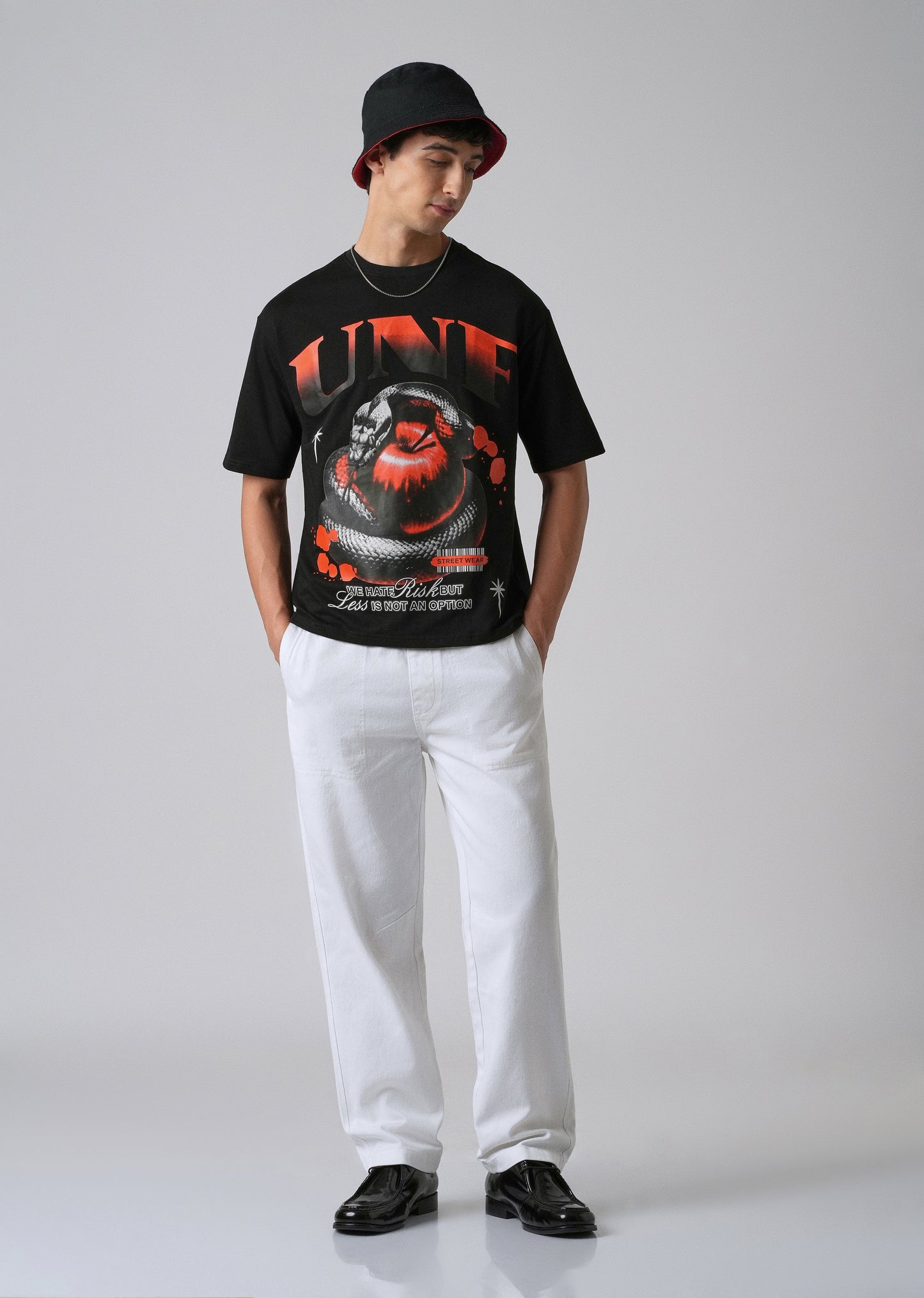 Black Print Relaxed Fit T- shirt
