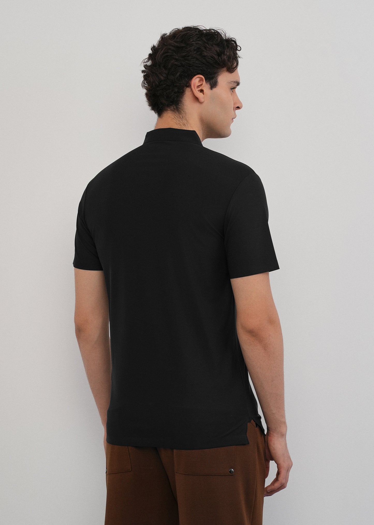 Black Stitchless Polo Collar T-Shirt