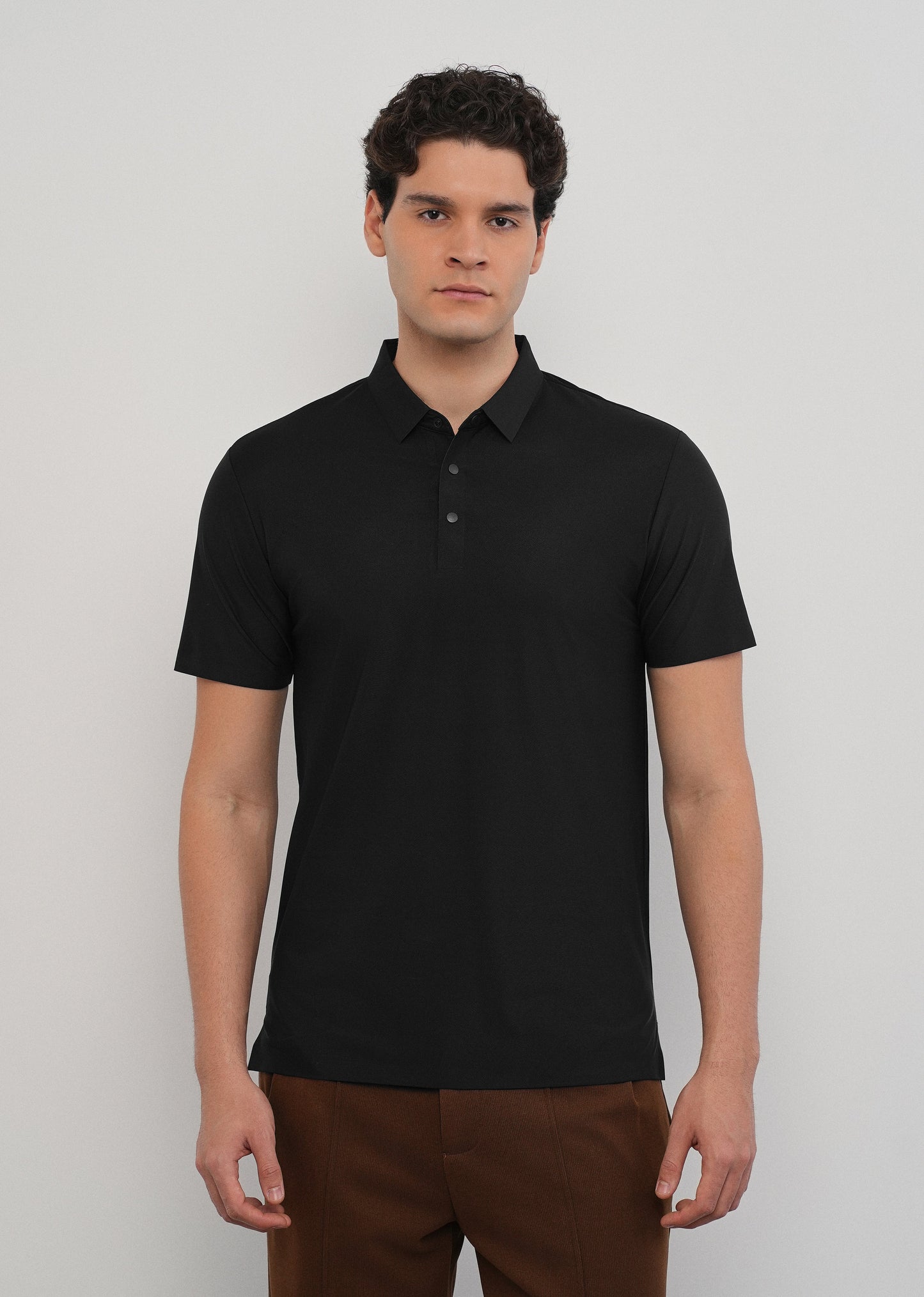 Black Stitchless Polo Collar T-Shirt