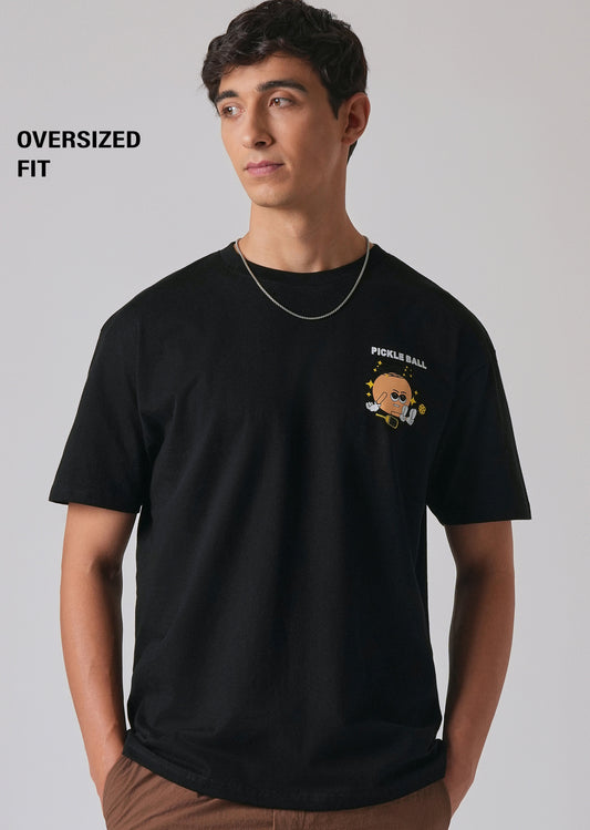 Black Back Printed Oversized T-Shirt