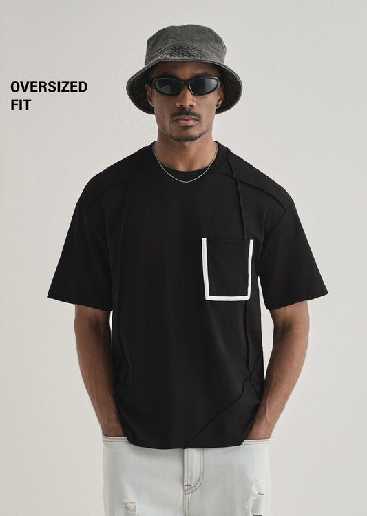Black Cut & Sew Oversized T-shirt