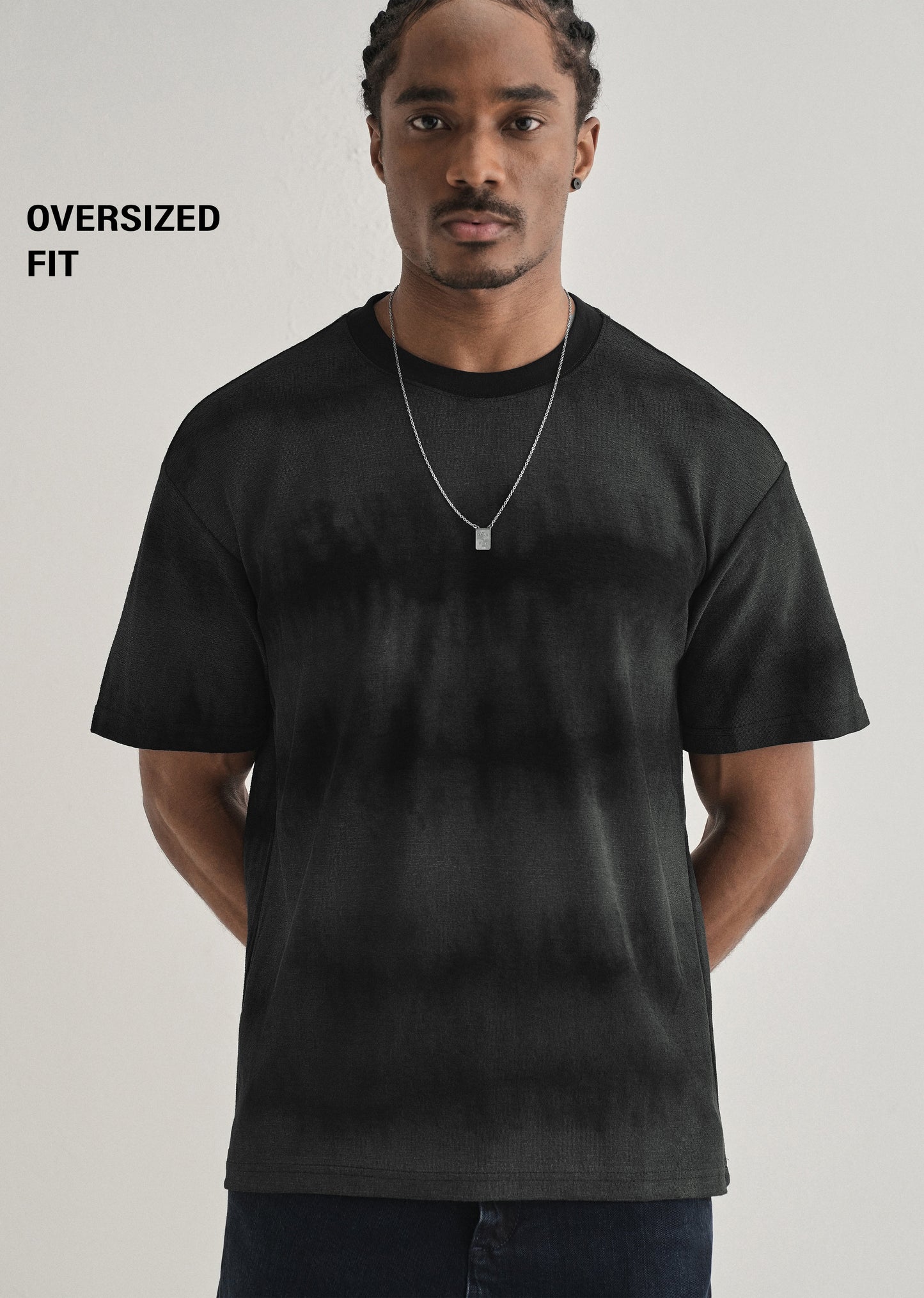 Black Grey Tie & Dye Oversized T-shirt