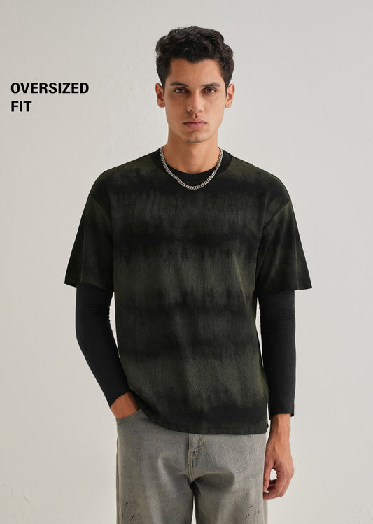 Black Olive Tie & Dye Oversized T-shirt