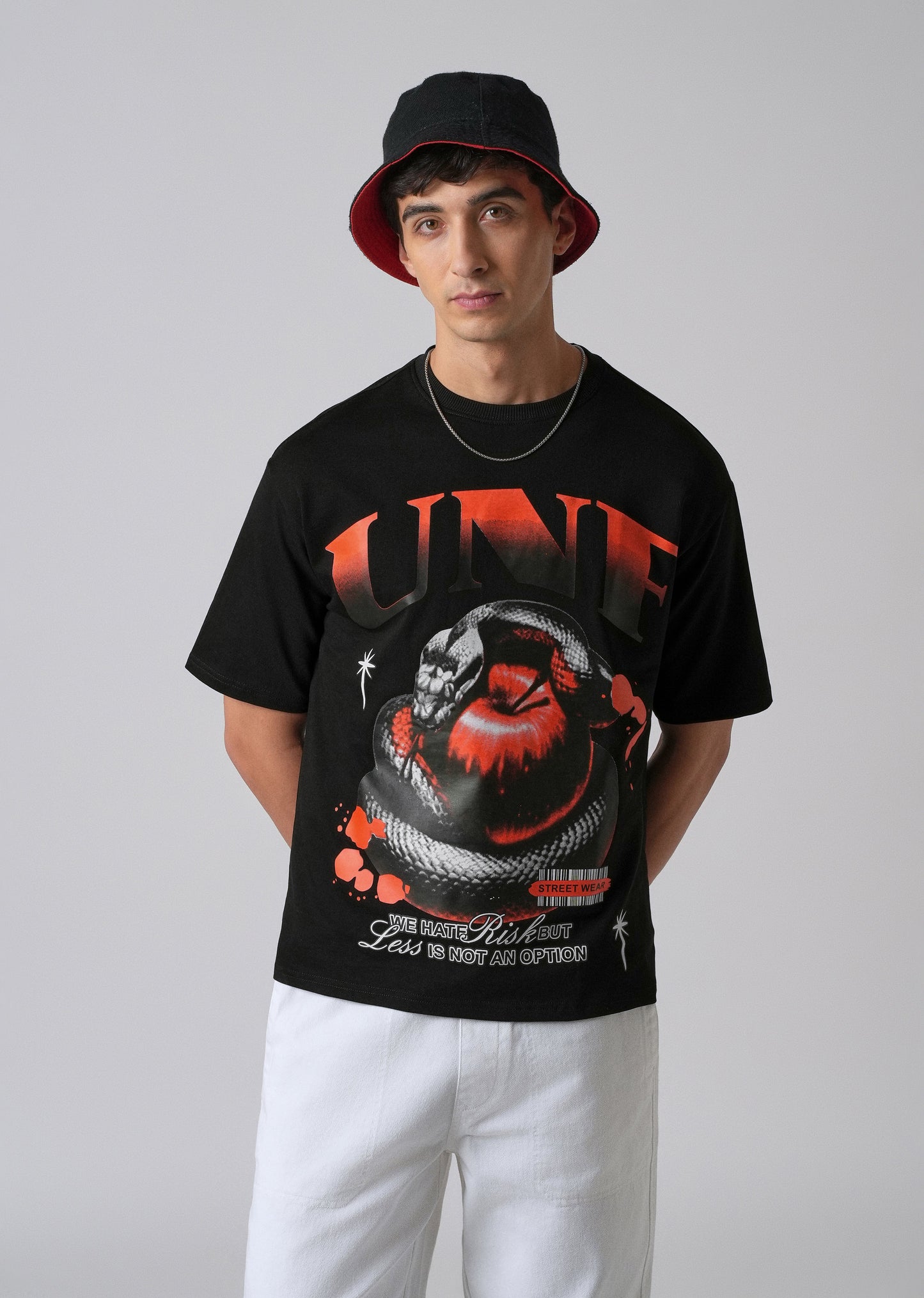 Black Print Relaxed Fit T- shirt