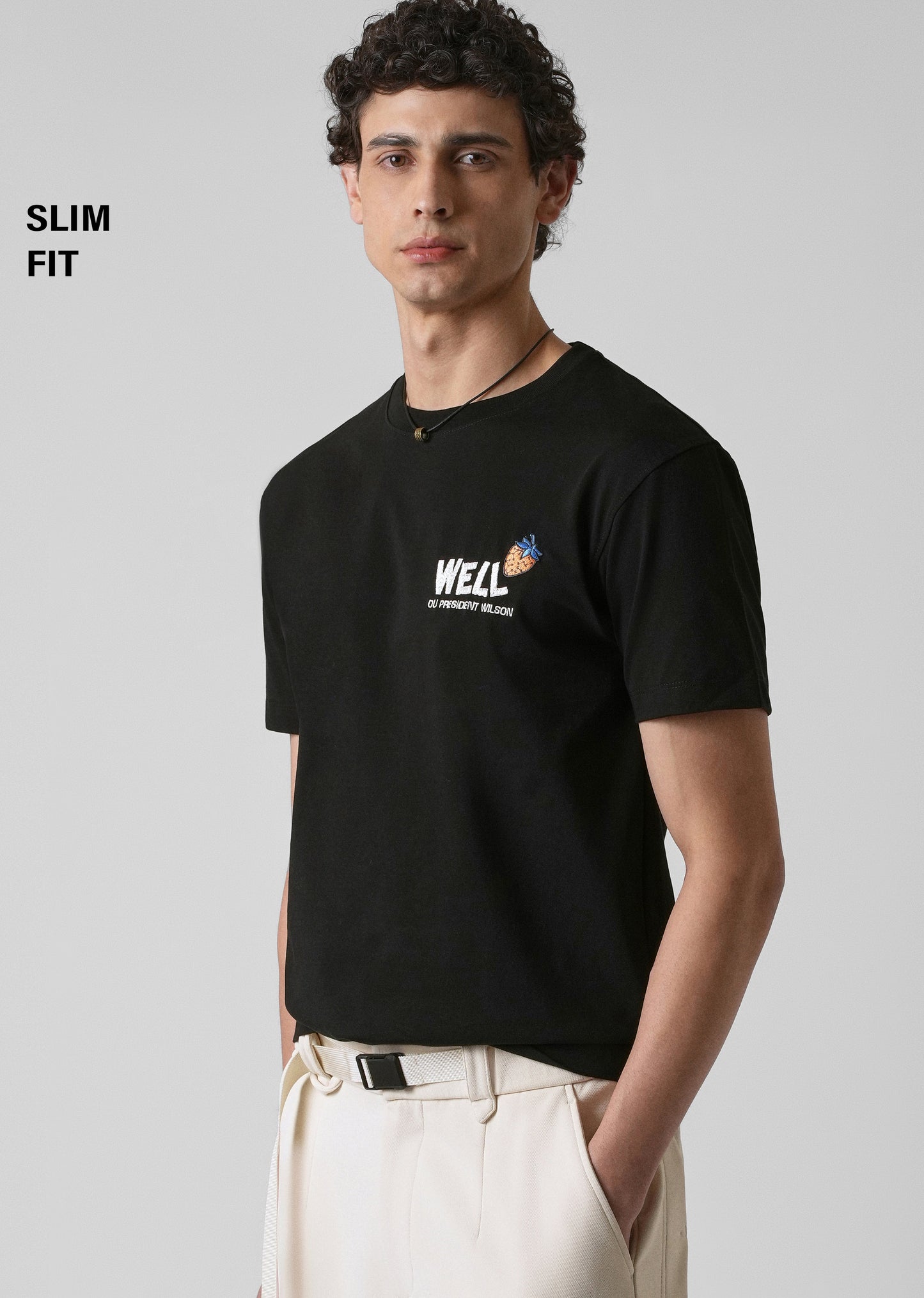 Black Printed Slim Fit T-shirt