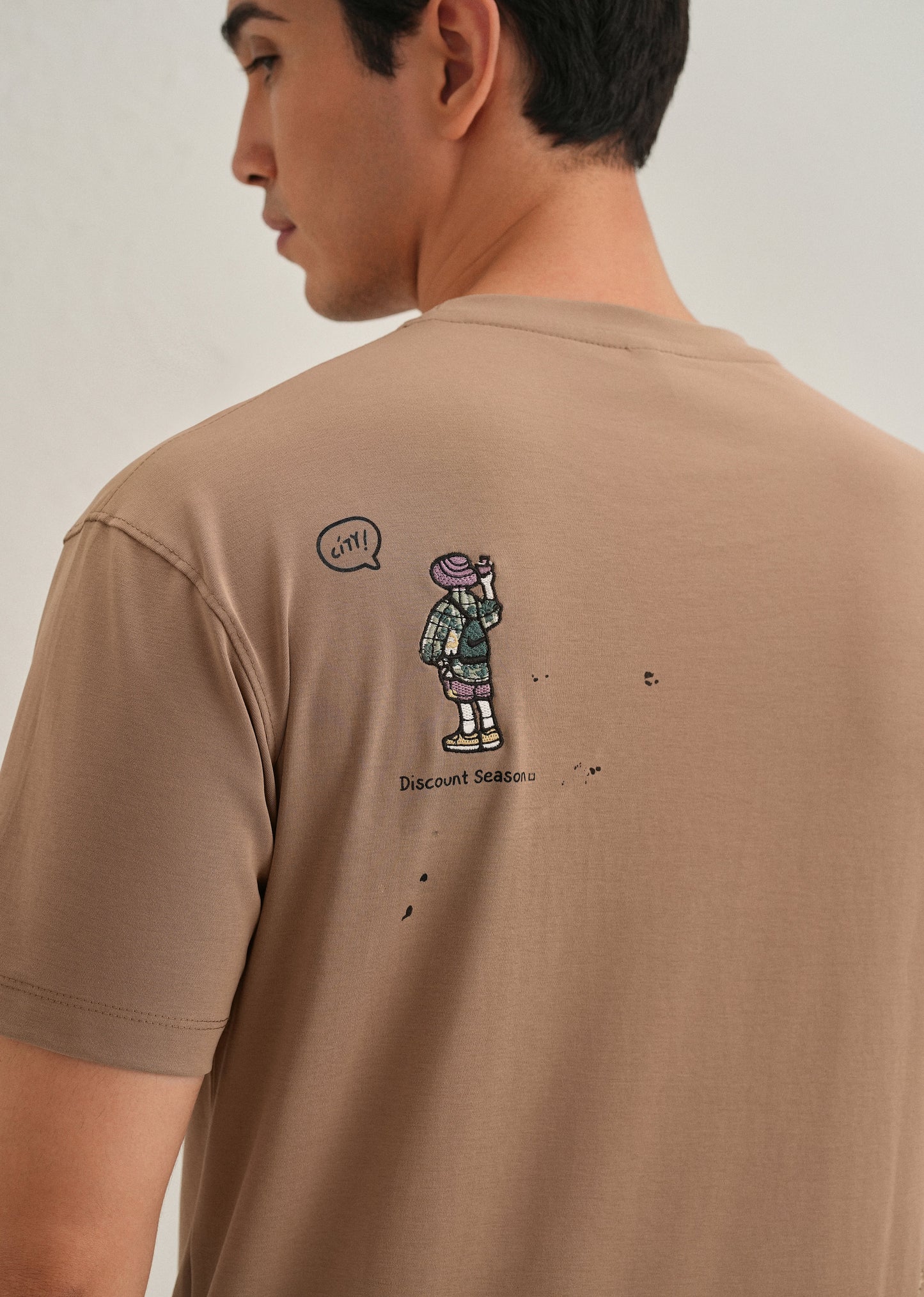 Brown Embroidered Regular Fit T-Shirt