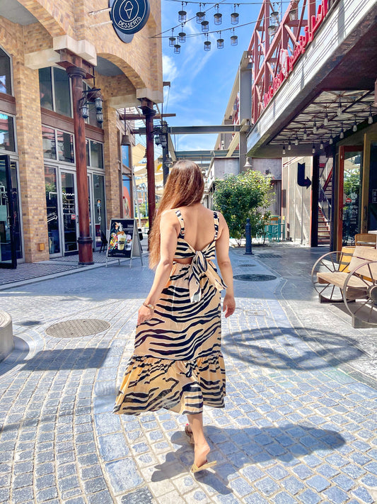 Animal Print Tie Up Dress