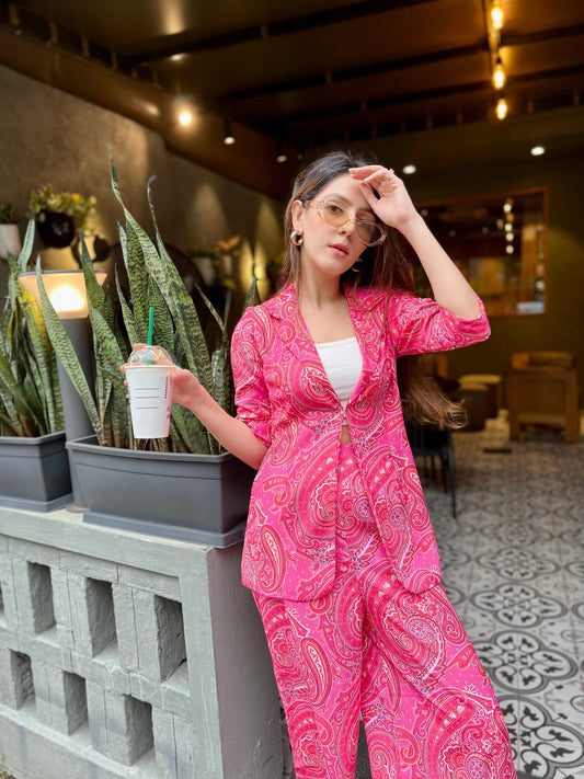 Pink Paisley Print Coord Set