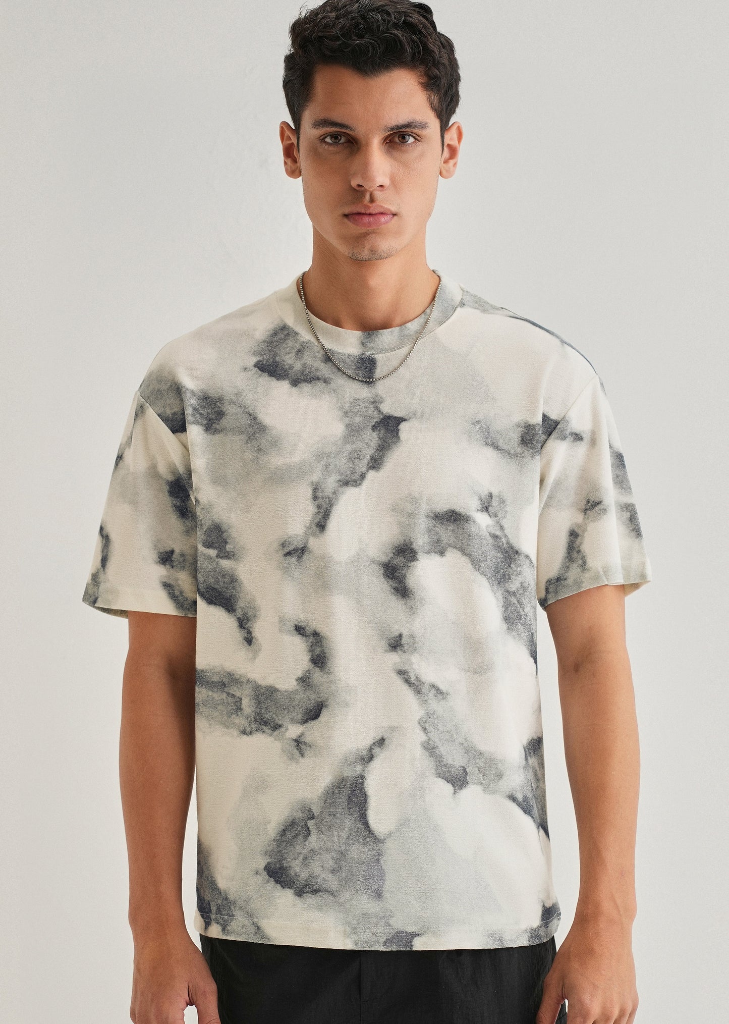 Charcoal Cloud Wash Textured Oversized T-shirt