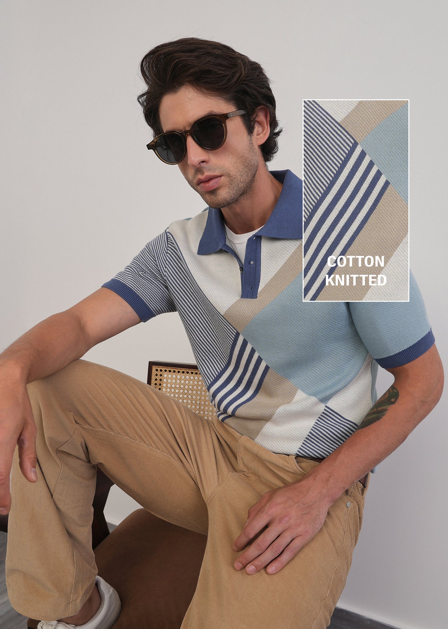 Cotton Multicolour Knitted Polo