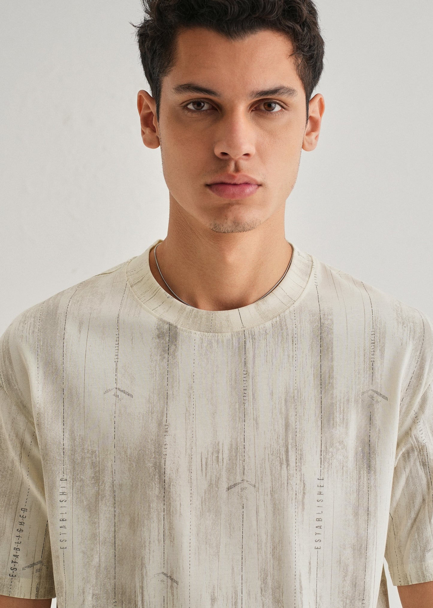 Cream Printed Oversized T-shirt
