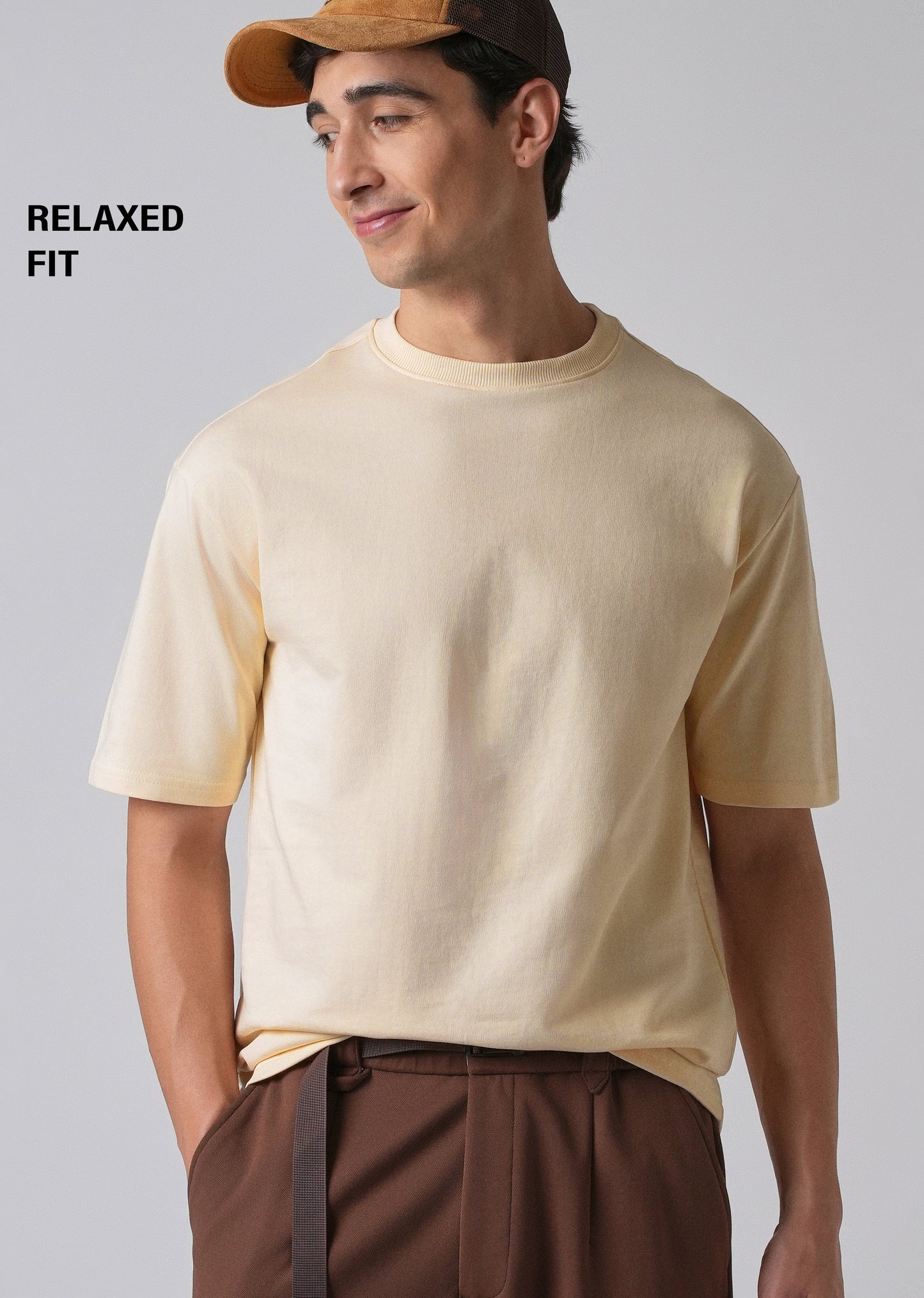 Cream Basic Relaxed Fit T-shirt