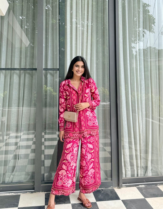 Hot Pink Color Block Coord Set