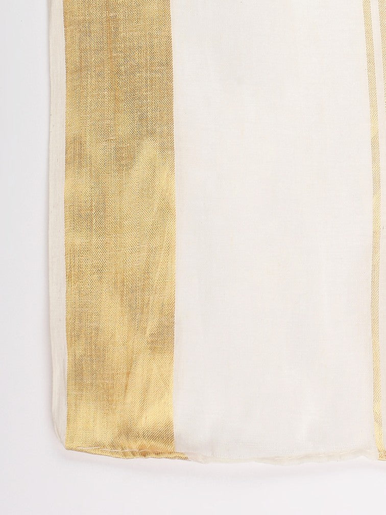 Cream Cotton Dupatta with Zari Stripes