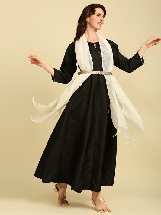 Off White Woven Cotton Dupatta