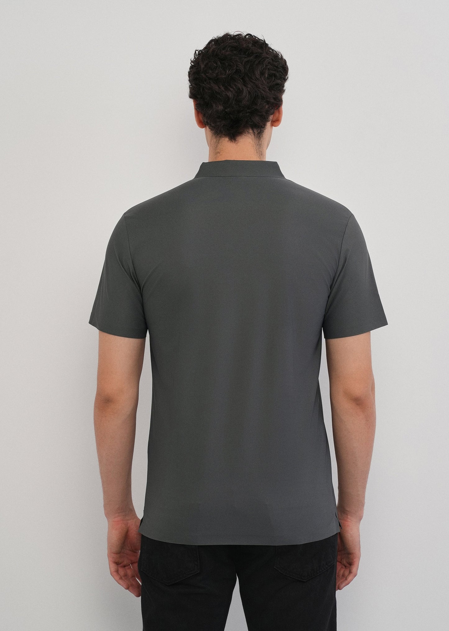 Dark Grey Stitchless Polo Collar T-Shirt