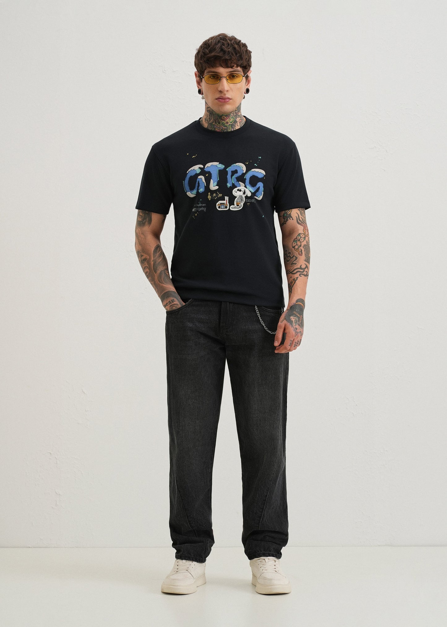 Deep Dark Blue Graphic Printed T-shirt