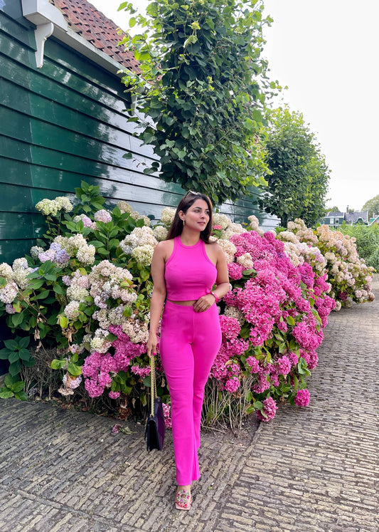 Pink Ribbed Coord Set